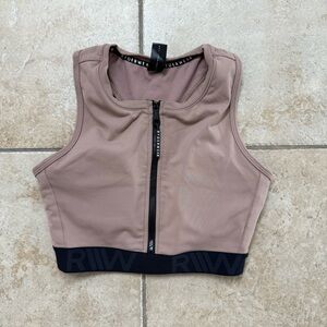 RYDERWEAR TAN ZIP UP SPORTS BRA SIZE SMALL